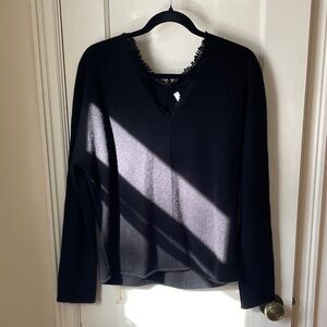 Vince Black Double V-Neck Sweater